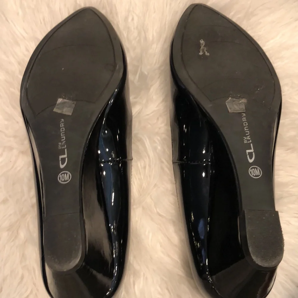 CL by Chinese laundry | black patent leather wedge heels